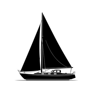 A sailboat with its sails up on the water Vector, illustration