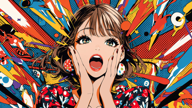 アメコミ風のびっくりする女性