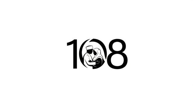 The number 108 with a skull in the middle, a symbol of mystery.