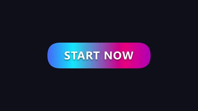 Animated start now button with shifting color gradient. 4K Video