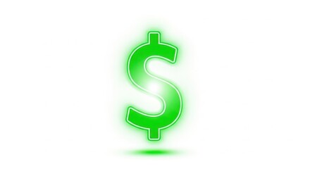 Fototapeta premium A bright green dollar sign symbol on a white background
