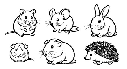 Obraz premium Cute cartoon animals sitting together.