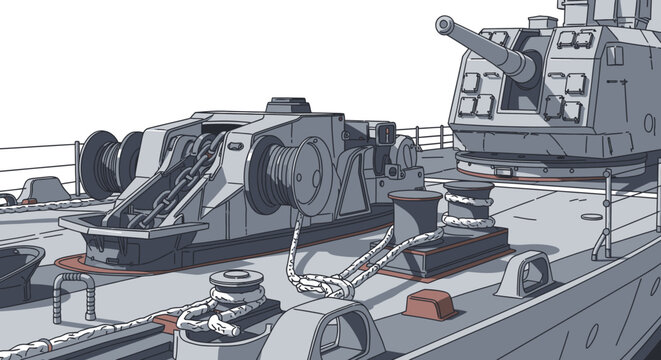 Large military naval gun turret system.