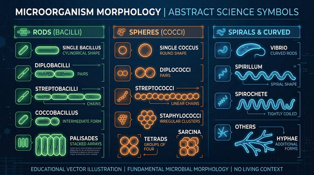 Microorganism morphology abstract science symbols educational vector i