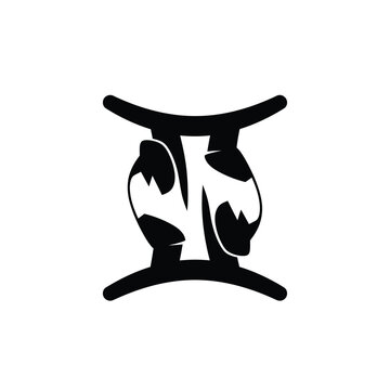 Black and white cow skull.