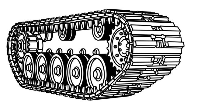 Tread of a military tank track.