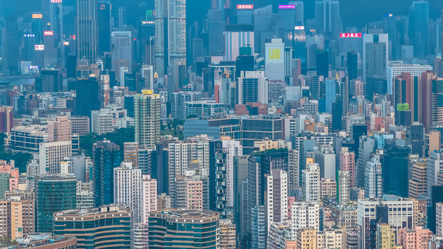 April 10 2026 Mong Kok Extremely Dense Urban Cityscape, hk