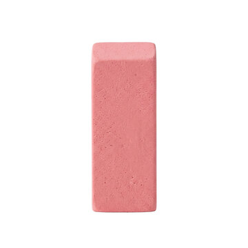 Rectangular pink eraser for pencil marks isolated on transparent background