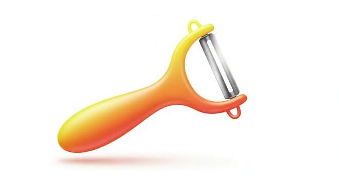 Vibrant gradient kitchen vegetable peeler with a sharp metallic blade for efficient food preparation