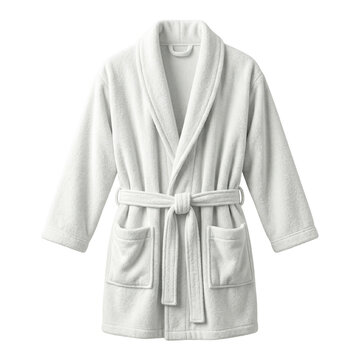 Soft white cotton bathrobe with belt