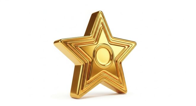 Luxurious golden star award symbol 3D rendered illustration representing quality and success