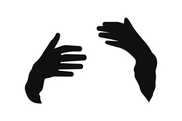 Obraz premium Helping hands silhouette vector isolated on transparent background. Symbol of support, care, teamwork and human connection.