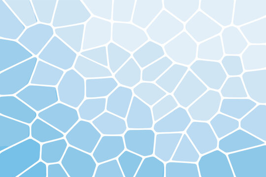 Blue and White Voronoi Pattern Background with Irregular Geometric Polygons and White Grid Lines, Abstract Mosaic Texture for Modern Minimalist Wallpaper, Web Design, and Creative Graphic Projects.