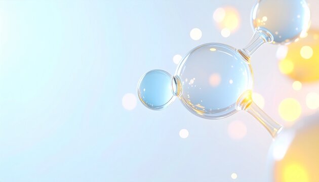 自然由来成分をイメージした分子構造 透明感と清潔感のあるグリーン美容ビジュアル ジェネレーティブAI