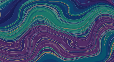 Fototapeta premium Abstract Swirling Marbling Art - Teal, Purple, Blue, and Gold Fluid Waves