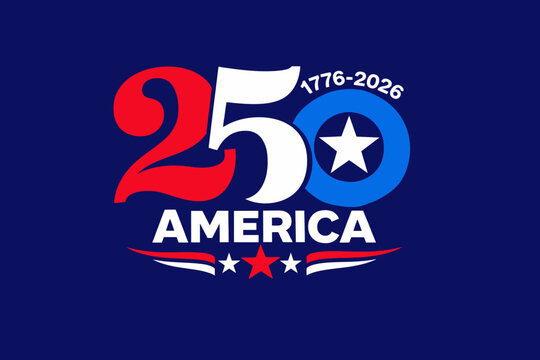 America 250th anniversary logo celebrating 250 years of independence and freedom