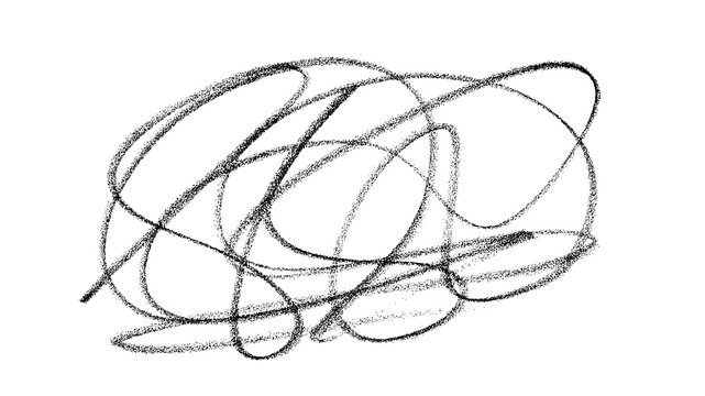 Hand-Drawn Black Scribble Circle, Abstract Messy Ink Doodle on White Background.