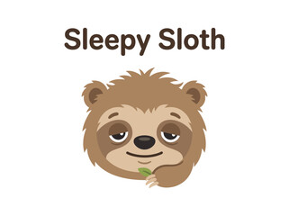 Obraz premium Adorable illustration of a sleepy sloth, a cute and charming cartoon character with a relaxed expression