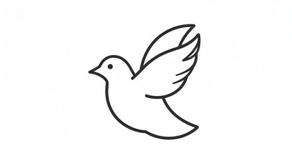 Fototapeta premium Simple line drawing of a dove in flight against a clean white background