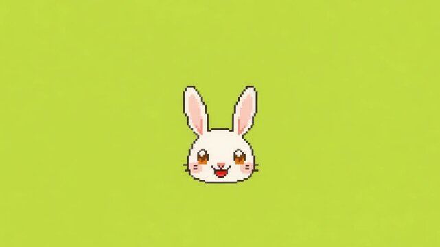 3D Cute Bunny Face Icon on Green Screen Animation