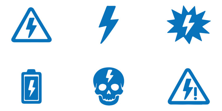 High voltage sign lightning. Alert, danger hazard caution electrical doodle hand drawn icon. Outline line drawing clipart symbol