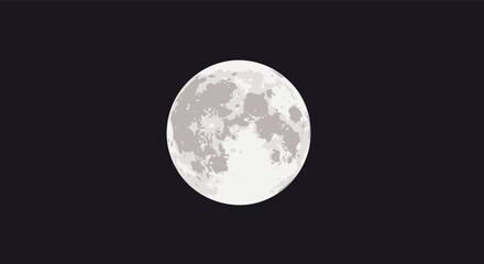 Obraz premium Large detailed full moon shining brightly against a solid dark black background, capturing a peaceful and mysterious night sky.