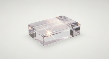 Fototapeta premium Gleaming transparent rectangular object displaying elegant light reflections and subtle brilliance