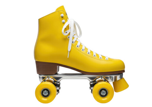 Bright Yellow Vintage Quad Roller Skate For Retro Sport And Leisure