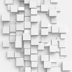 Obraz premium minimalist composition of overlapping white three-dimensional cubes in a staggered grid casting soft shadows, creating a calm orderly abstract geometric relief