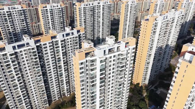 aerial view of residential buildings