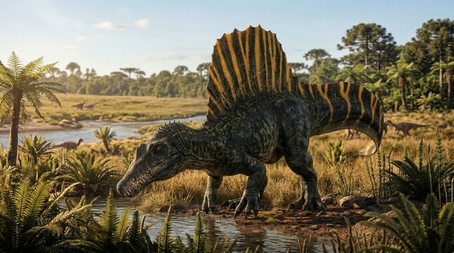 Spinosaurus in the savannah