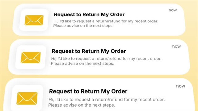 Order Return Request appears as a mobile app notification. Perfect for e-commerce, customer support, and digital service explanations.