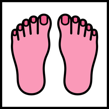 Icon of pink feet with painted toenails is a simple graphic illustration