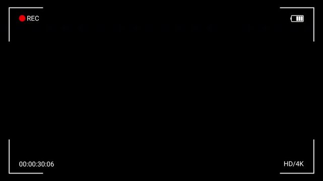 Video camera recorder screen overlay on black background, VHS Replay, Motion graphics of replay concept