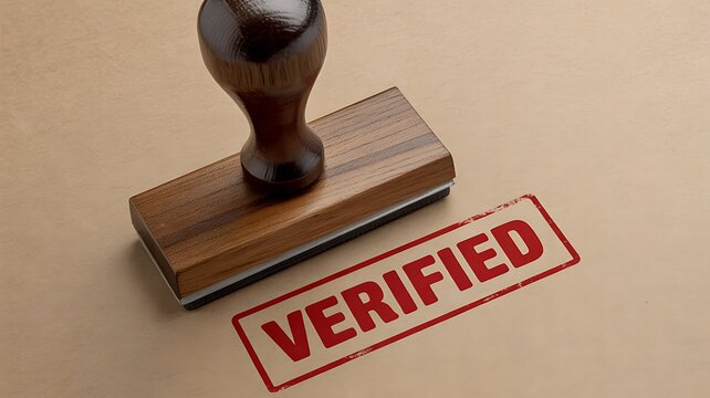 Verified stamp, rubber stamp, approved sign, validation mark, official document