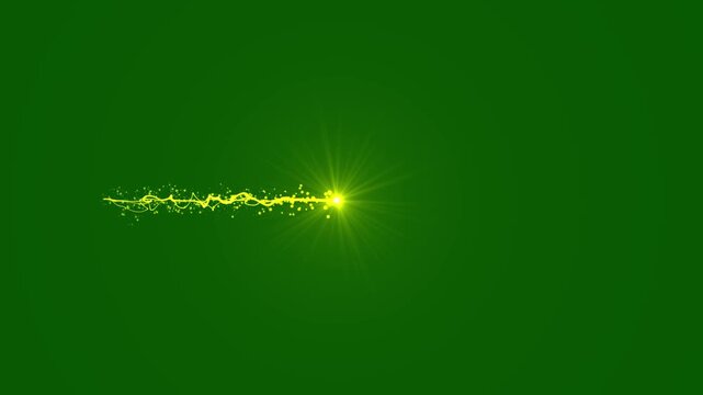 4K particle magic tail, sparkling glitter star dust trail loop animation, golden glitter light tail shining, glowing golden sparks particles, twinkling stars line sparkles on green screen.