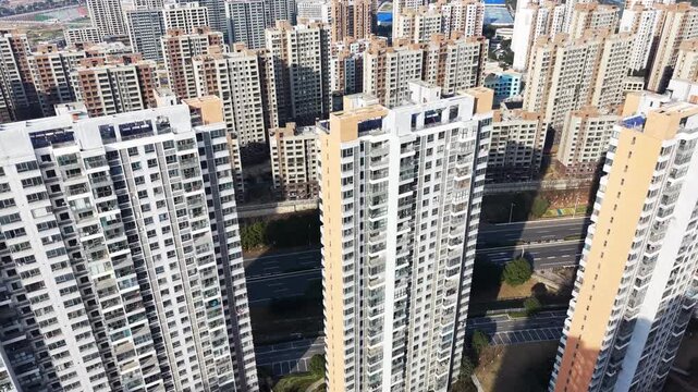 aerial view of residential buildings
