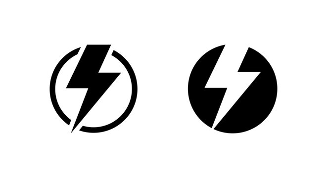 Lightning bolt icon in circle. Power energy symbol