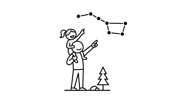 Father and Daughter Pointing at the Big Dipper
