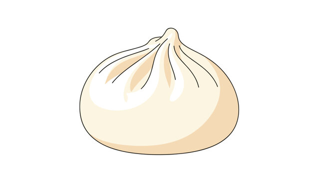 Single steaming hot Chinese dumpling or baozi isolated on white background representing delicious traditional dim sum for food design.