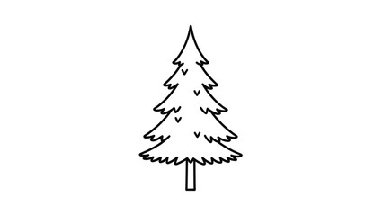 Fototapeta premium Minimalist line art drawing of a single evergreen pine tree with a simple trunk and jagged branch patterns for a nature symbol.