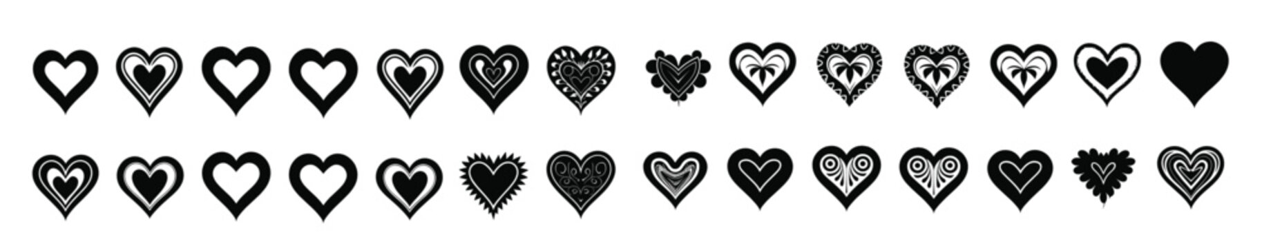 valentines day love heart symbol ions set vector