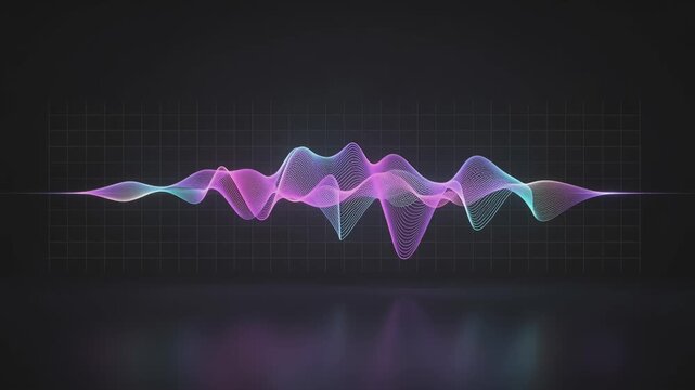 wave audio waveform neon glow colorful spectrum on dark background