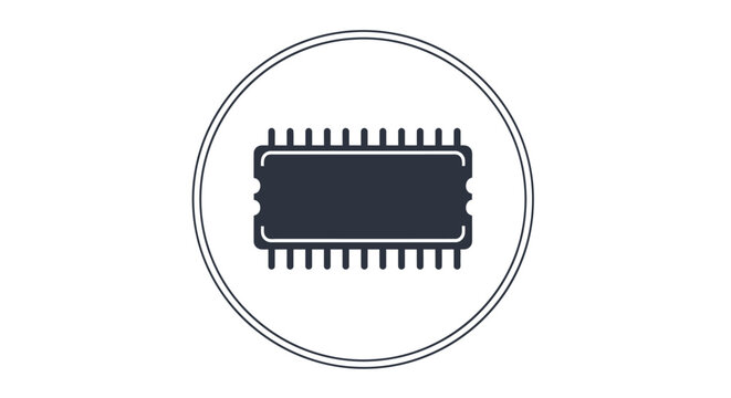Icon of a RAM memory module inside a circular emblem representing computer hardware technology.