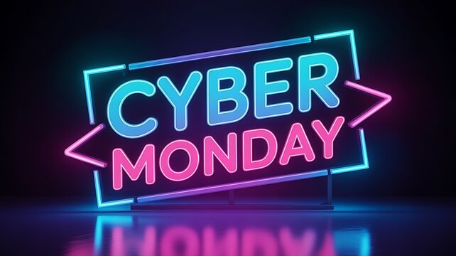 Cyber Monday, neon sign, shopping, sale, e-commerce