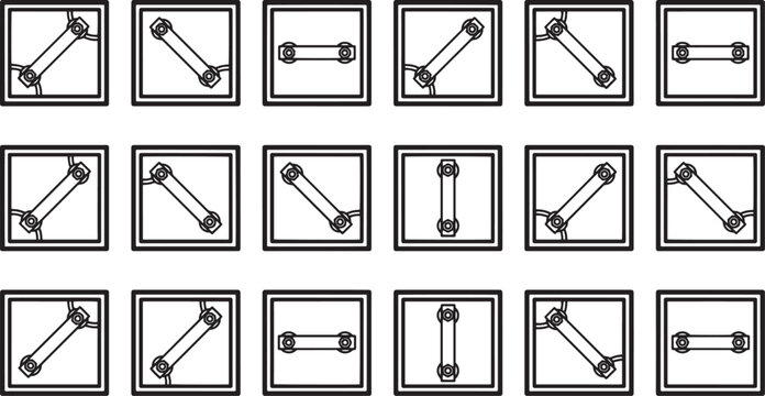 Abstract black and white windows patterns with various angle and sizes. This graphic artwork showing repetition of building design.