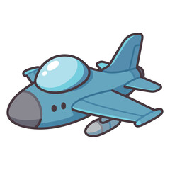 Naklejka premium Cartoon blue jet airplane illustration