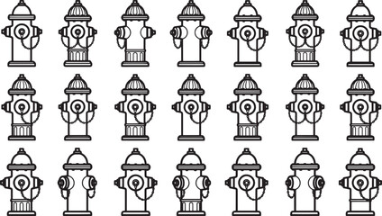 Naklejka premium A repetitive grid of fire hydrants.