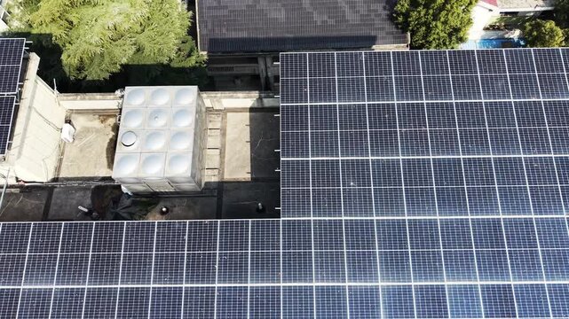 Solar panel on old house in countryside