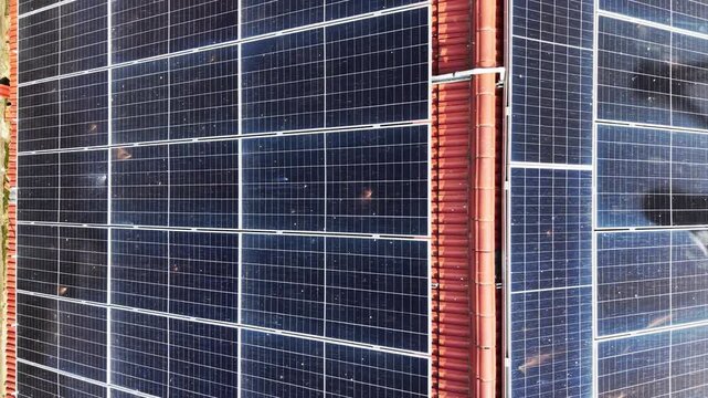 Solar panel on old house in countryside
